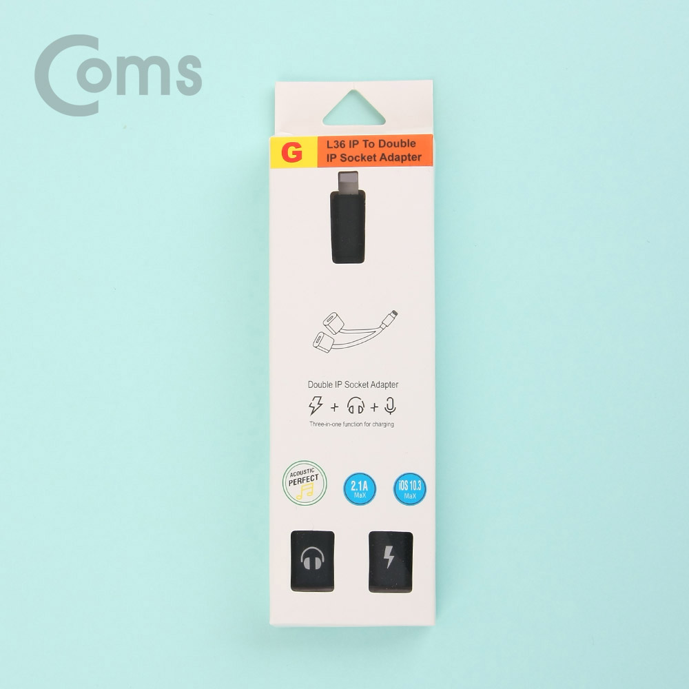 Coms IOS 8핀 (8Pin) 2분배 케이블 (8Pin / 13cm / 이어폰 + 충전)