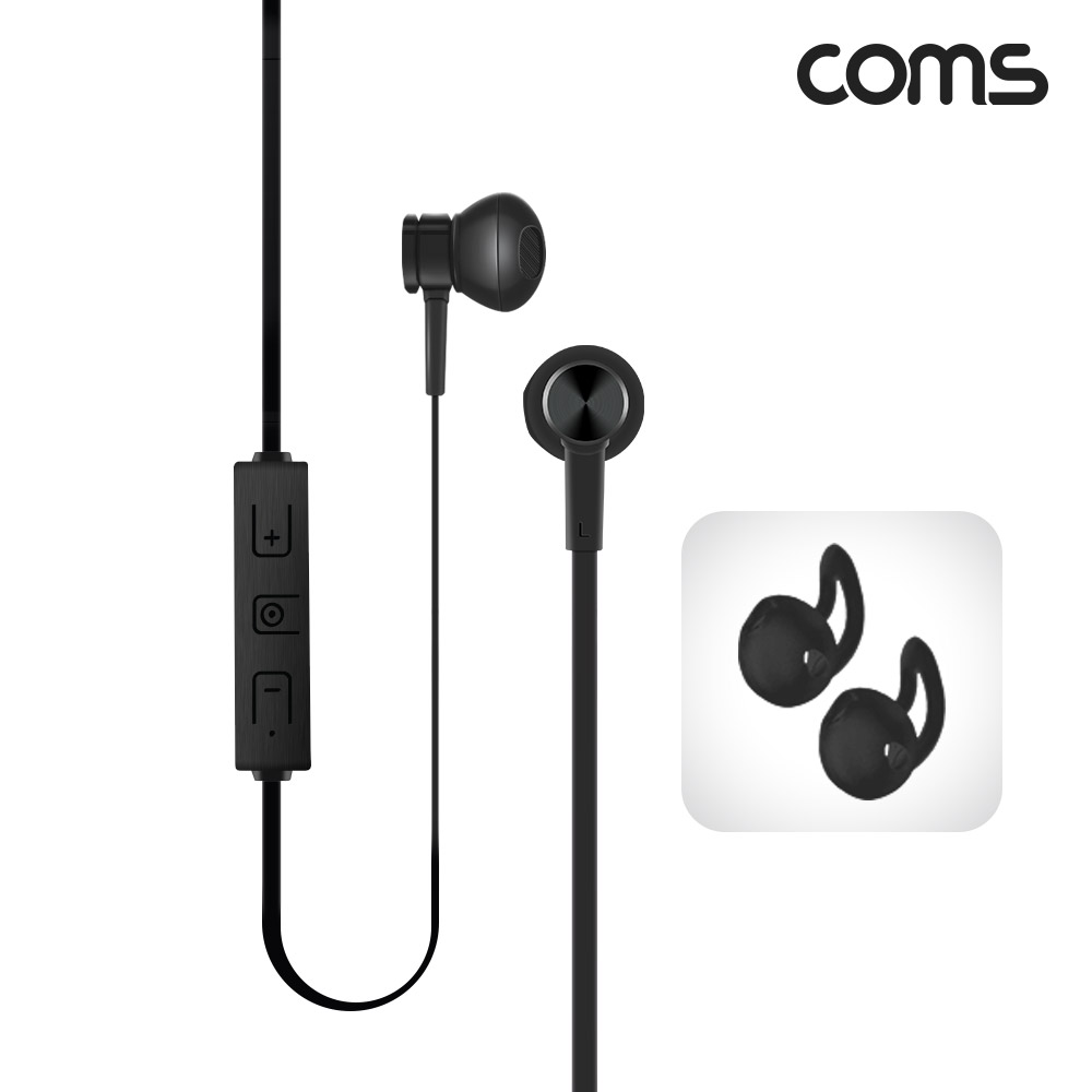 Coms 블루투스 이어셋 (이어폰 / Black / 블루투스 v4.1)