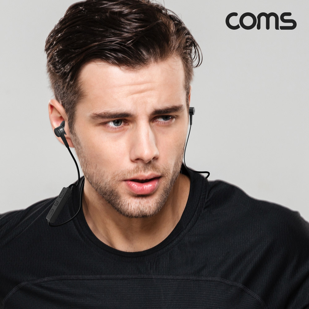 Coms 블루투스 이어셋 (이어폰 / Black / 블루투스 v4.1)
