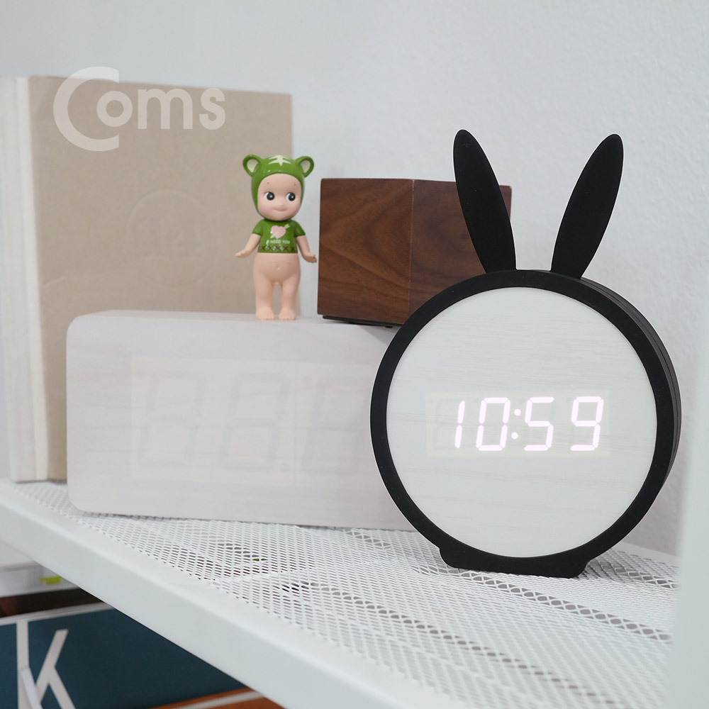 Coms LED 시계 (나무시계) 토끼, 무소음