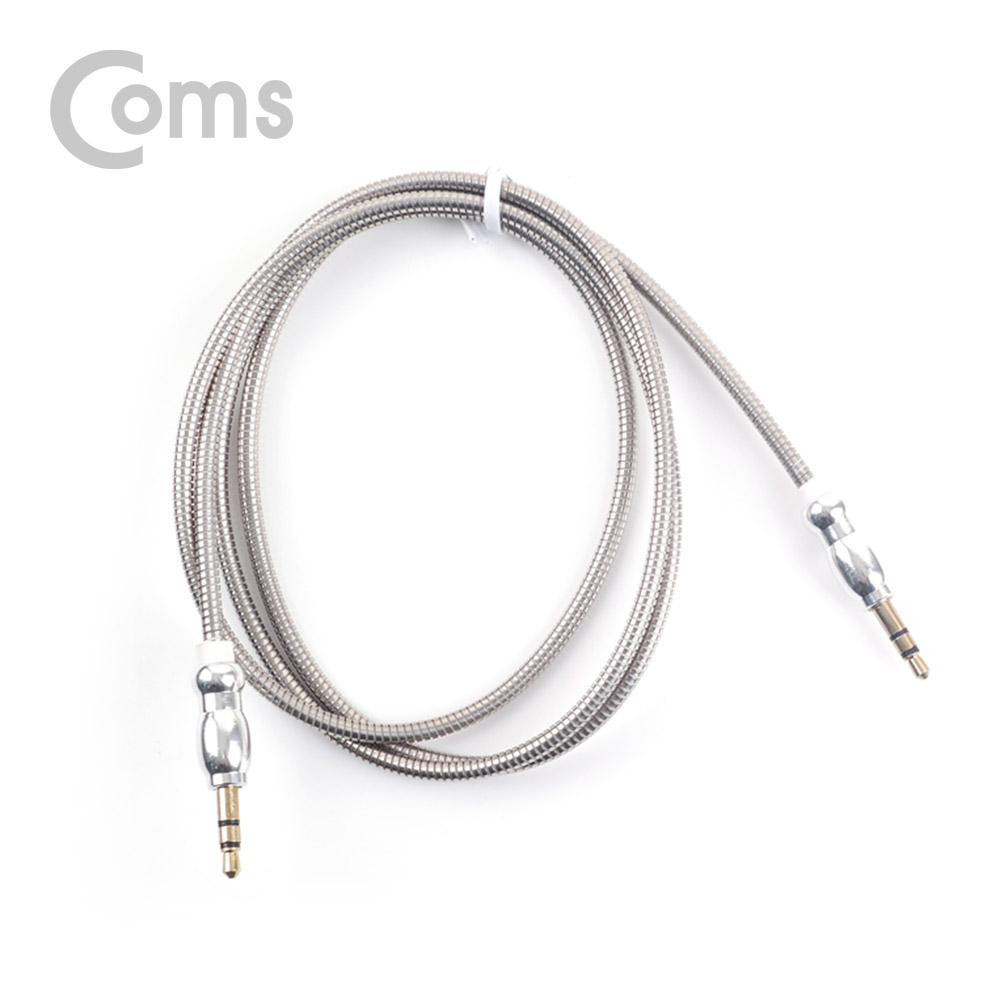 Coms 스테레오 케이블(Aux 3극/메탈) 1M / Silver/Stereo