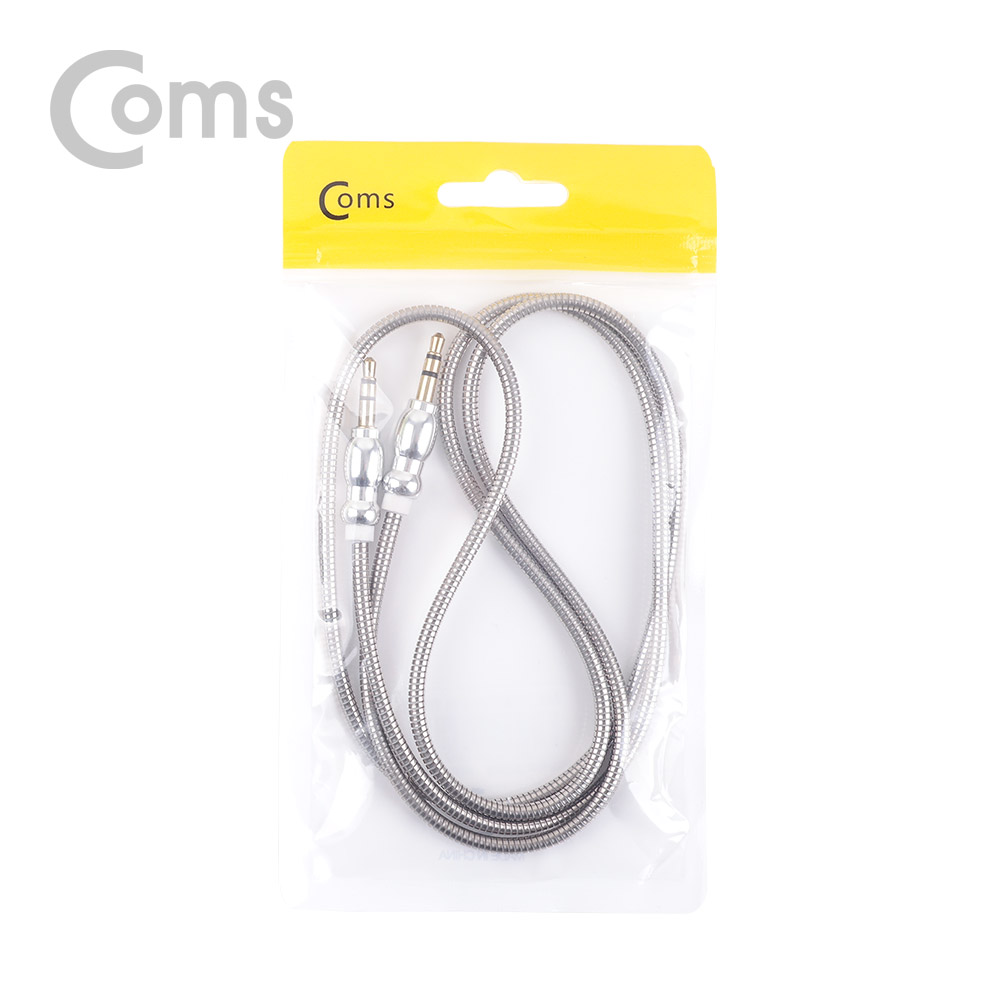 Coms 스테레오 케이블(Aux 3극/메탈) 1M / Silver/Stereo