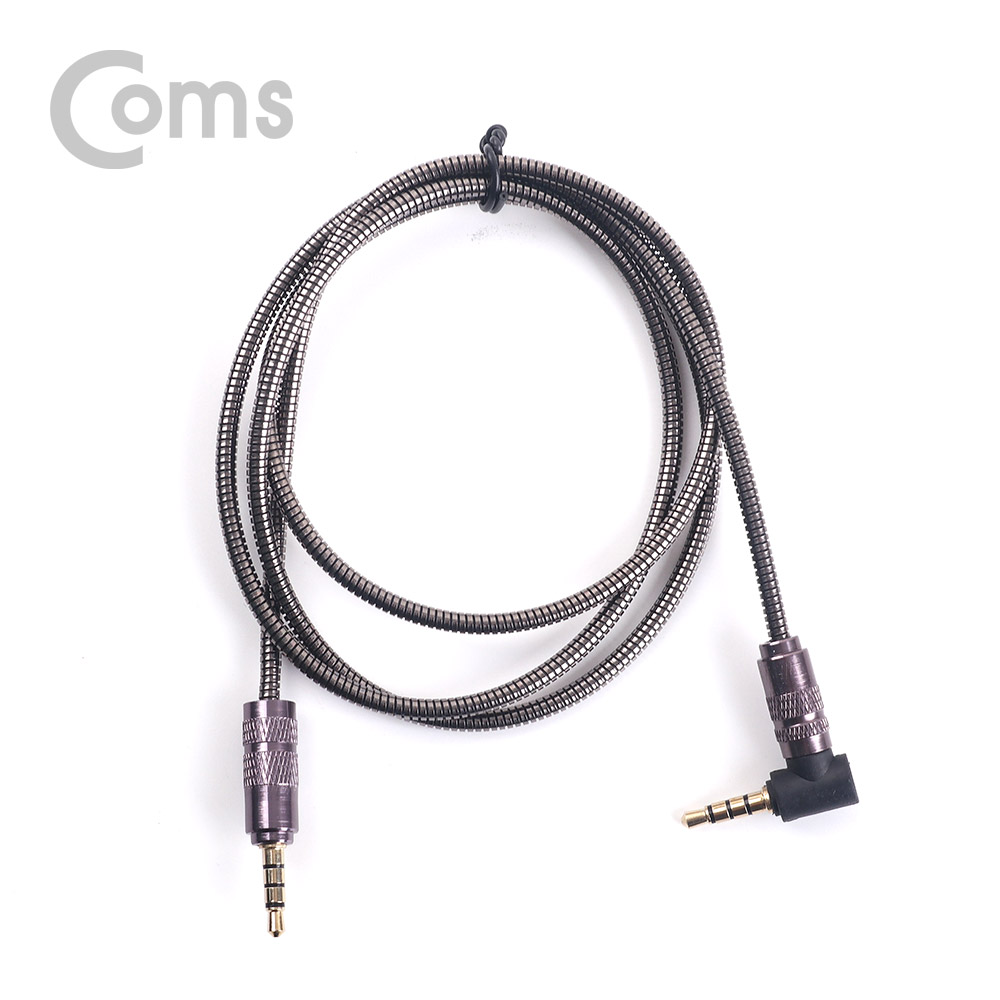Coms Aux 스테레오 케이블(4극/메탈) 1M / 꺾임(꺽임) / Black