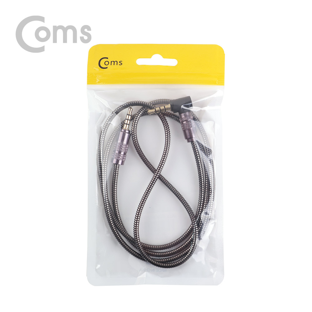 Coms Aux 스테레오 케이블(4극/메탈) 1M / 꺾임(꺽임) / Black