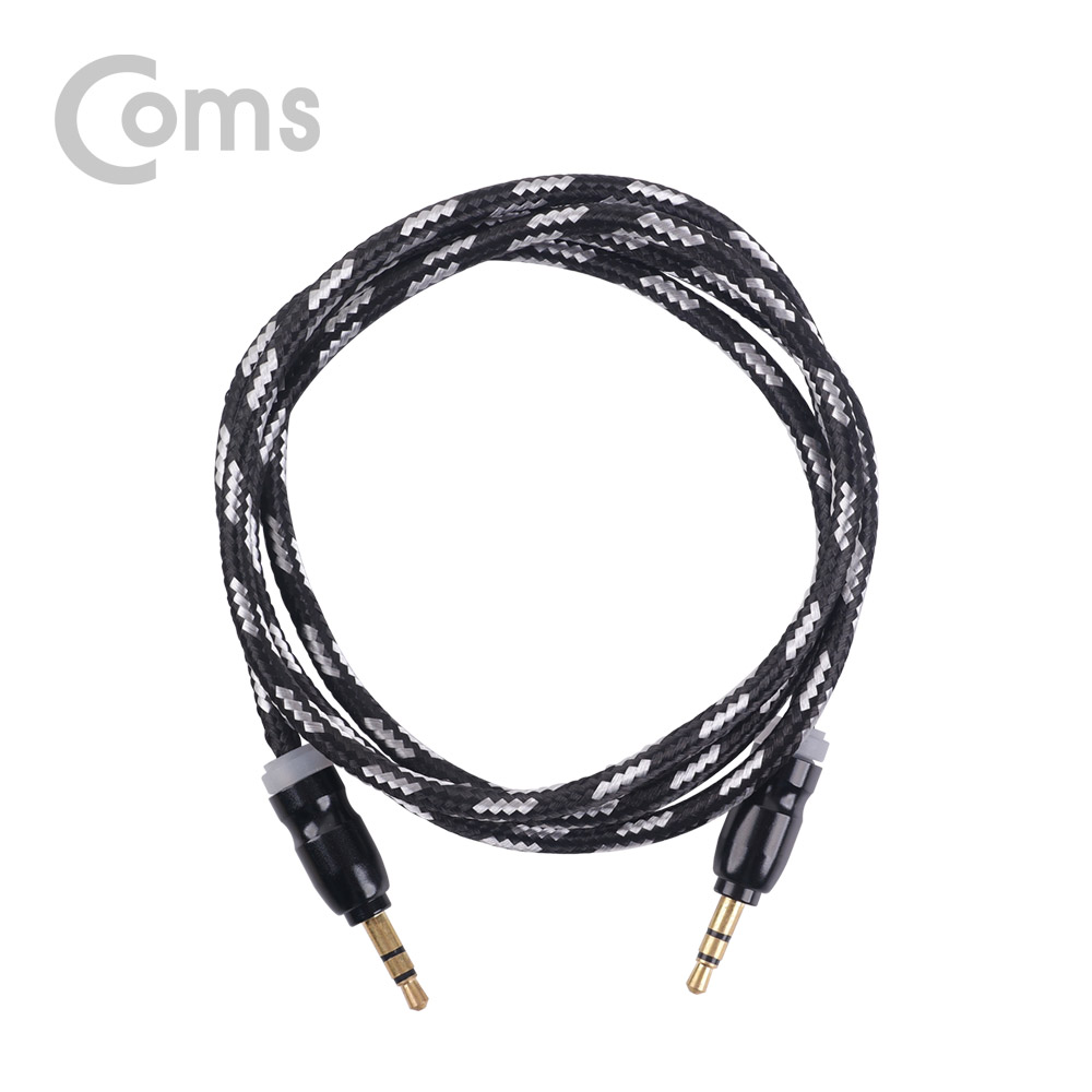 Coms Aux 스테레오 케이블(패브릭) 1M, Black