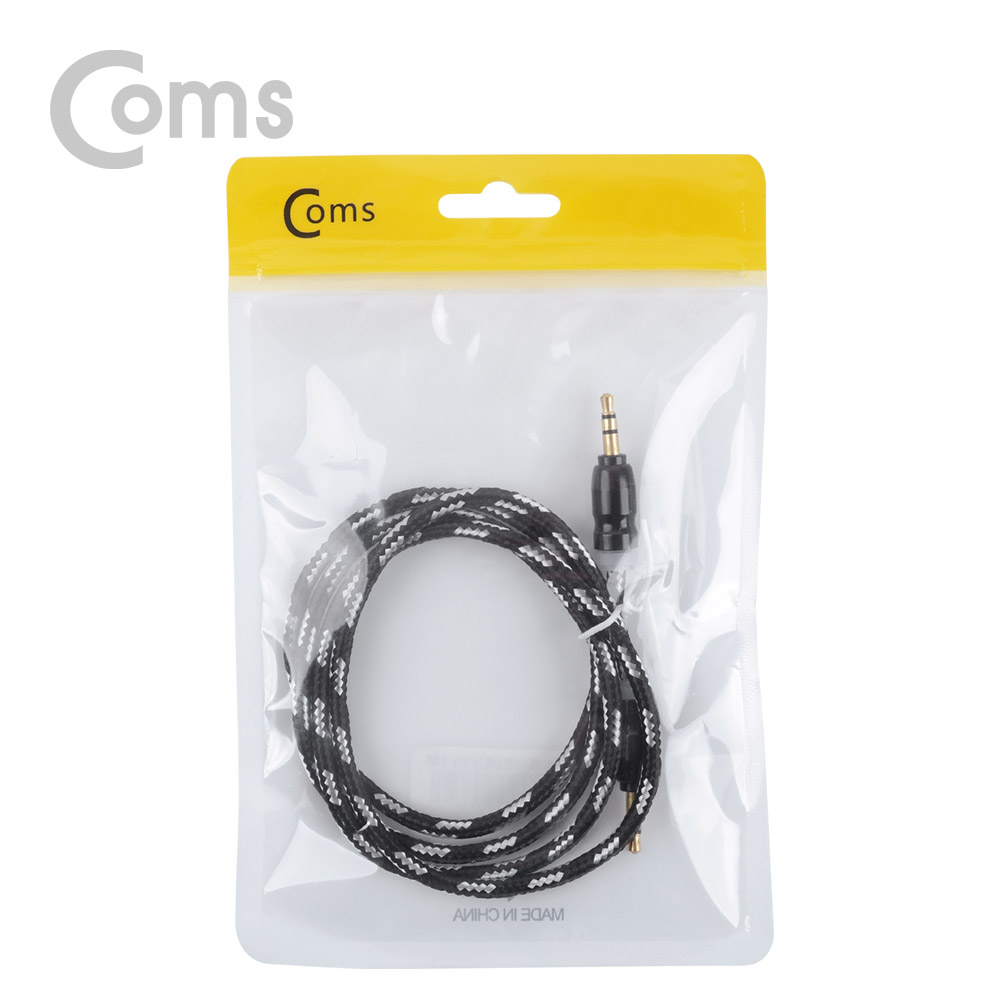 Coms Aux 스테레오 케이블(패브릭) 1M, Black