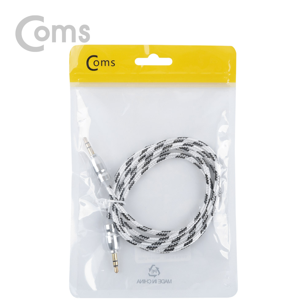 Coms Aux 스테레오 케이블(패브릭) 1M, Silver