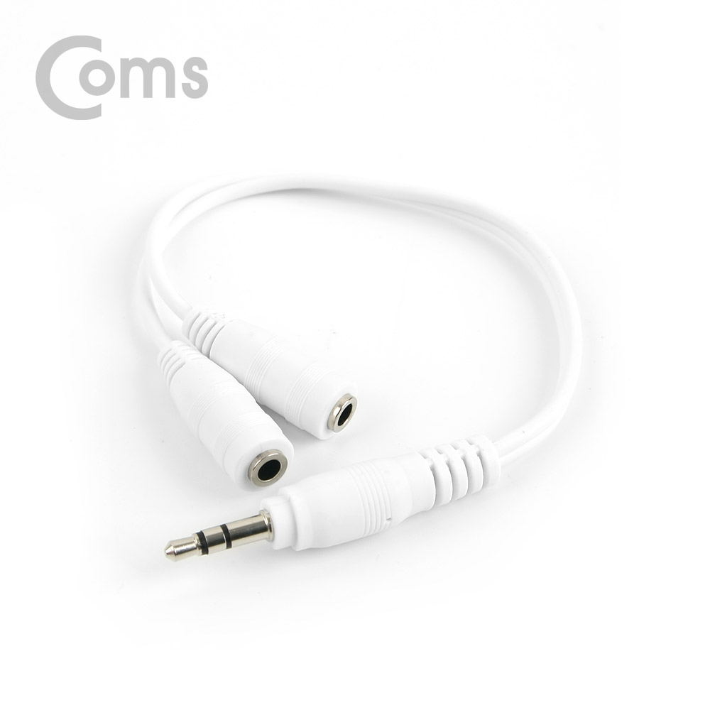 Coms 스테레오 젠더 Y형(3.5 M/Fx2)/2분배 10cm, White/Stereo