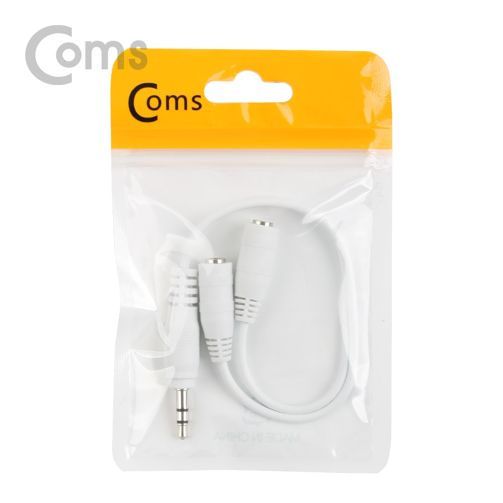 Coms 스테레오 젠더 Y형(3.5 M/Fx2)/2분배 10cm, White/Stereo