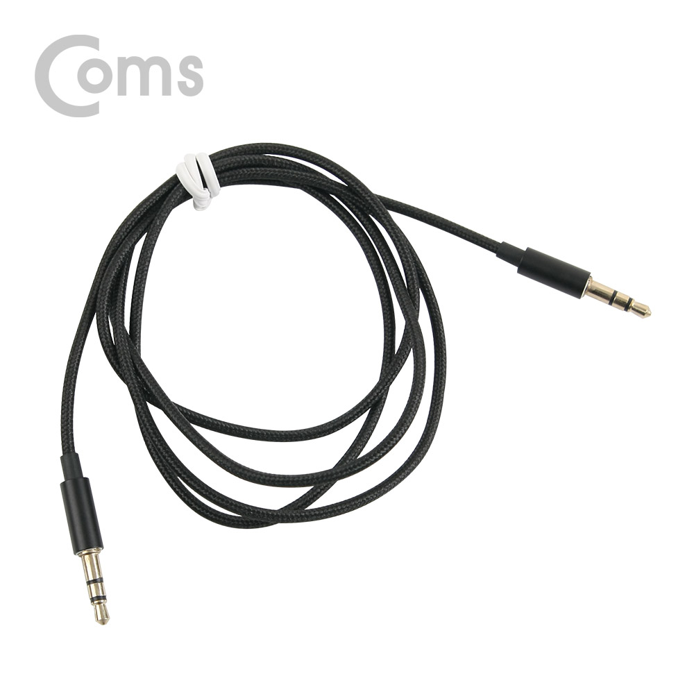 Coms Aux 스테레오 케이블(패브릭) 1M, Black