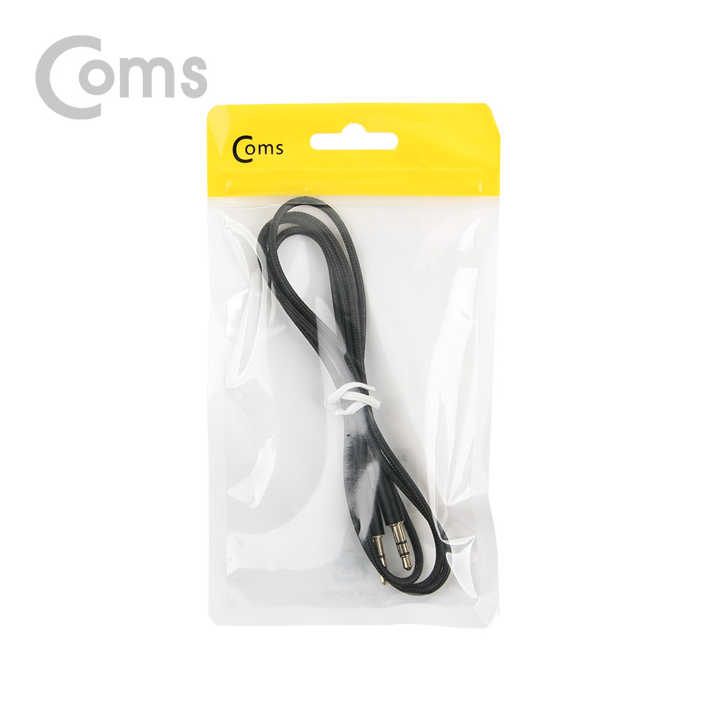 Coms Aux 스테레오 케이블(패브릭) 1M, Black