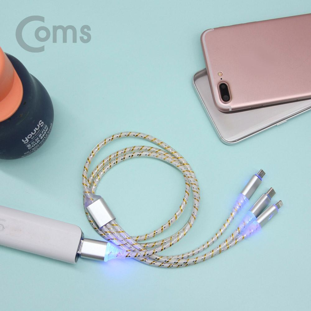 Coms USB 3.1(Type C) 3 in 1 케이블(Blue LED) / 충전전용 케이블