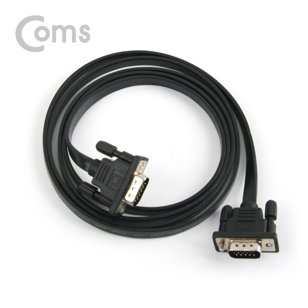 Coms 모니터 케이블(Black/Flat형) 1.5M/VGA M/M