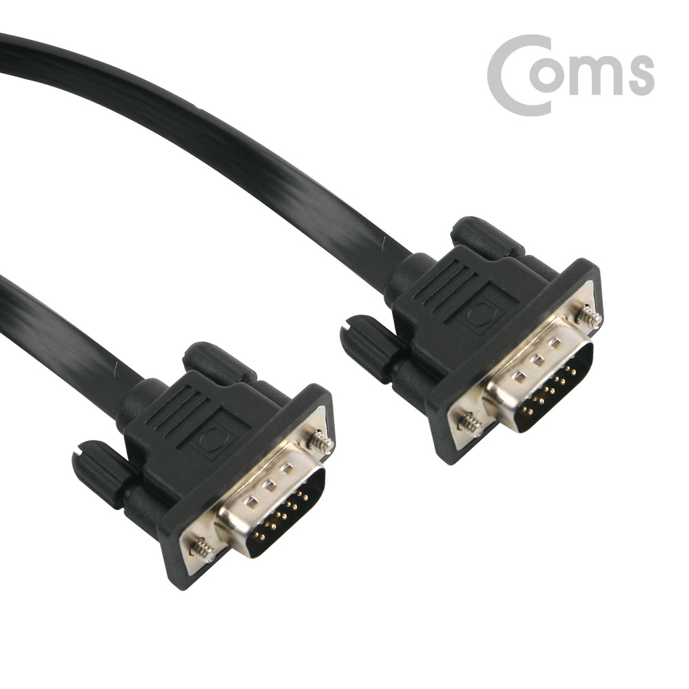Coms 모니터 케이블(Black/Flat형) 1.5M/VGA M/M