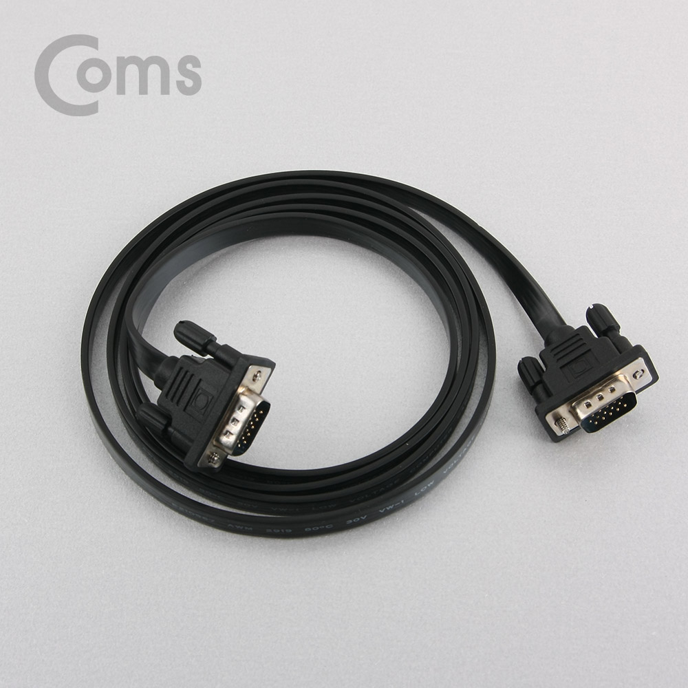 Coms 모니터 케이블(Black/Flat형) 1.5M/VGA M/M