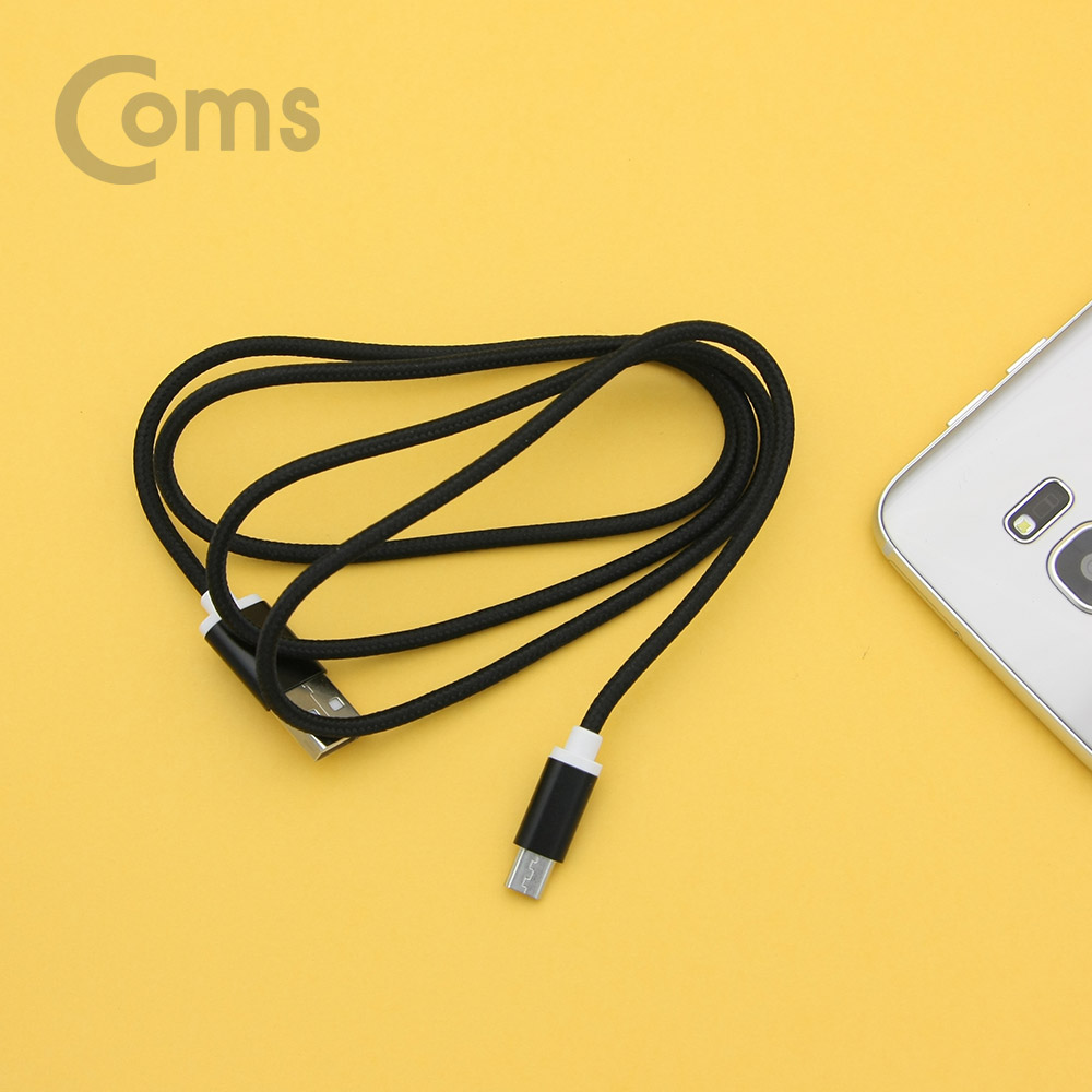 Coms 안드로이드 케이블 Micro 5Pin(고정가이드) 1M, Black