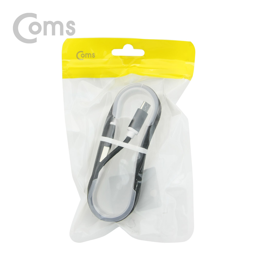 Coms 안드로이드 케이블 Micro 5Pin(고정가이드) 1M, Black