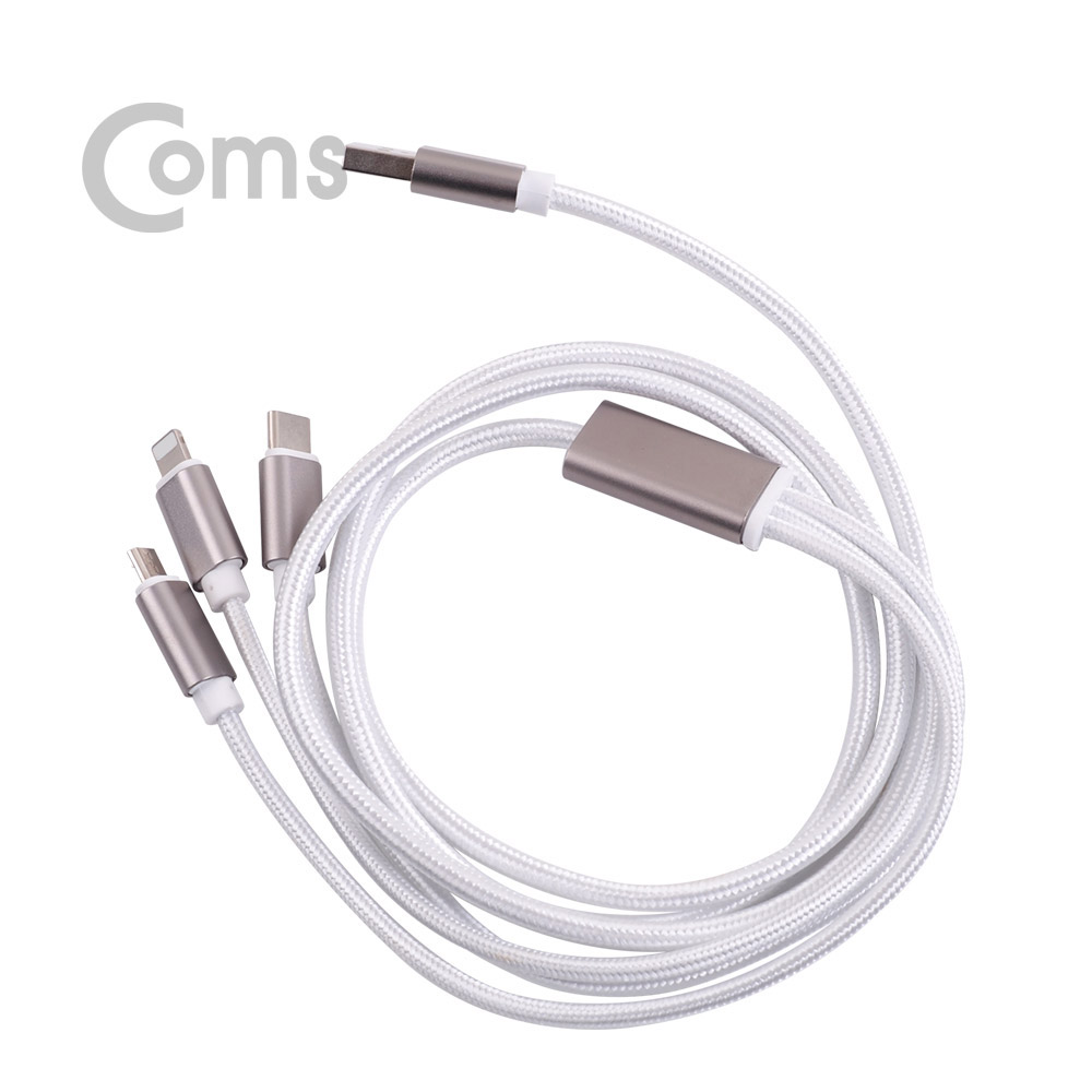 Coms Type C 케이블(3 in 1) 1M / Y형 - White Cable / Android / 8Pin (8핀) / Type C