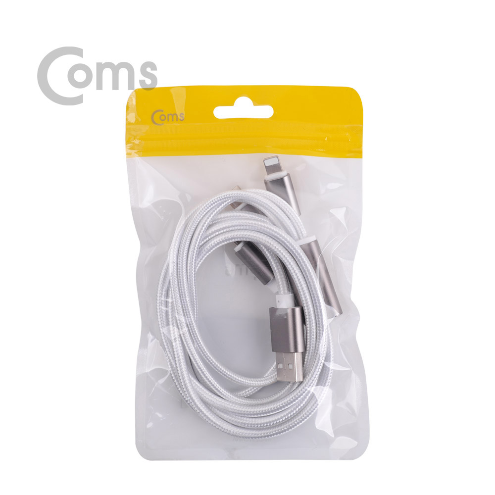 Coms Type C 케이블(3 in 1) 1M / Y형 - White Cable / Android / 8Pin (8핀) / Type C