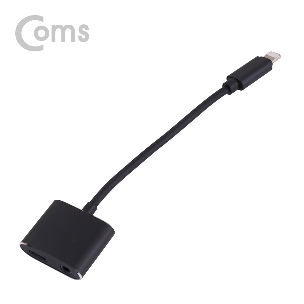 Coms iOS IOS 8핀 (8Pin) 젠더(AUX 이어폰 + 8P 충전) - Black