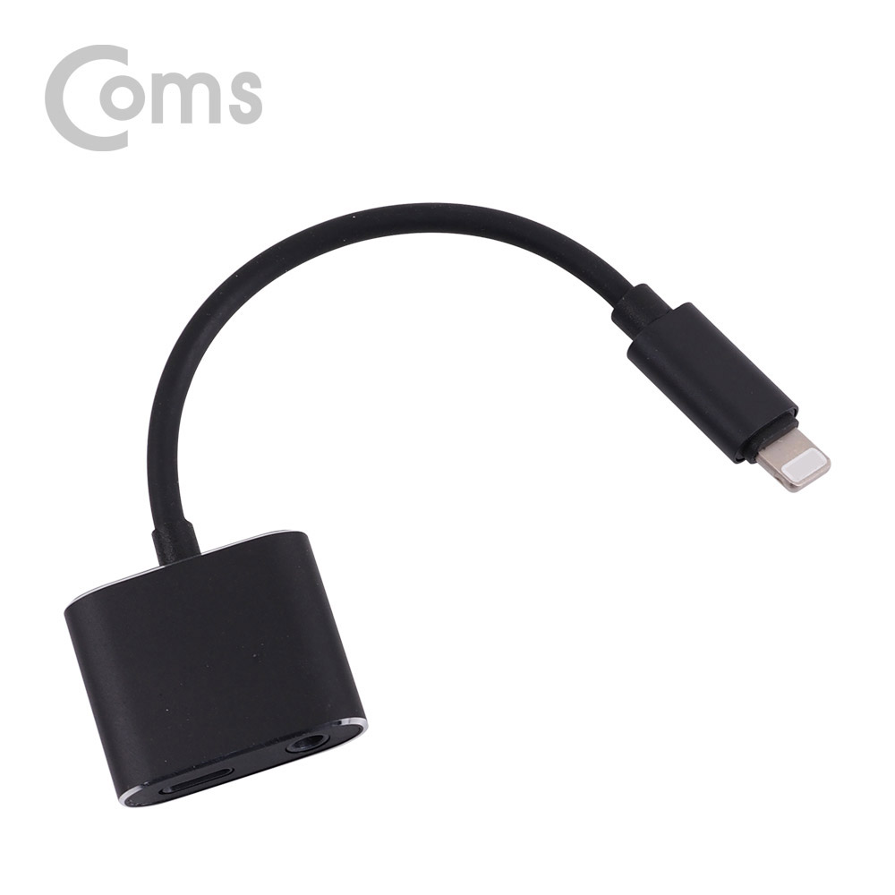 Coms iOS IOS 8핀 (8Pin) 젠더(AUX 이어폰 + 8P 충전) - Black