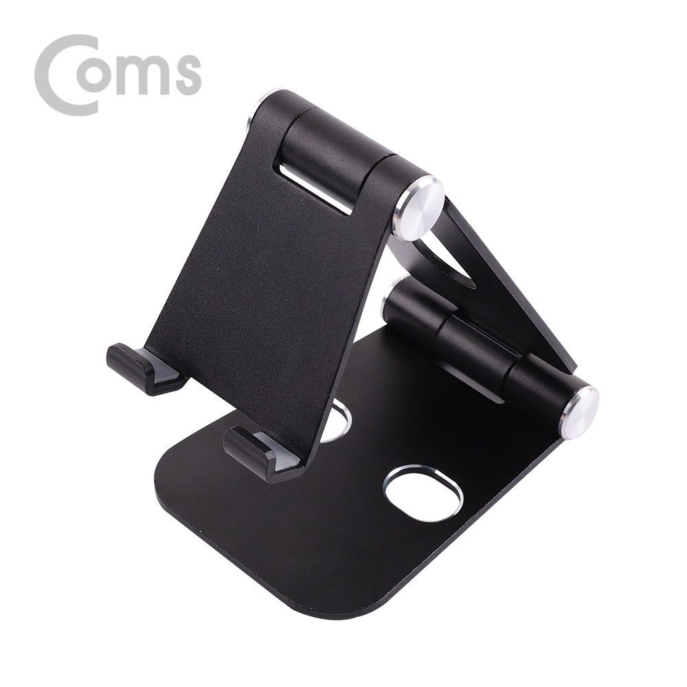 Coms 스마트폰 거치대 Black / 2단 접이식 스탠드 / 탁상용