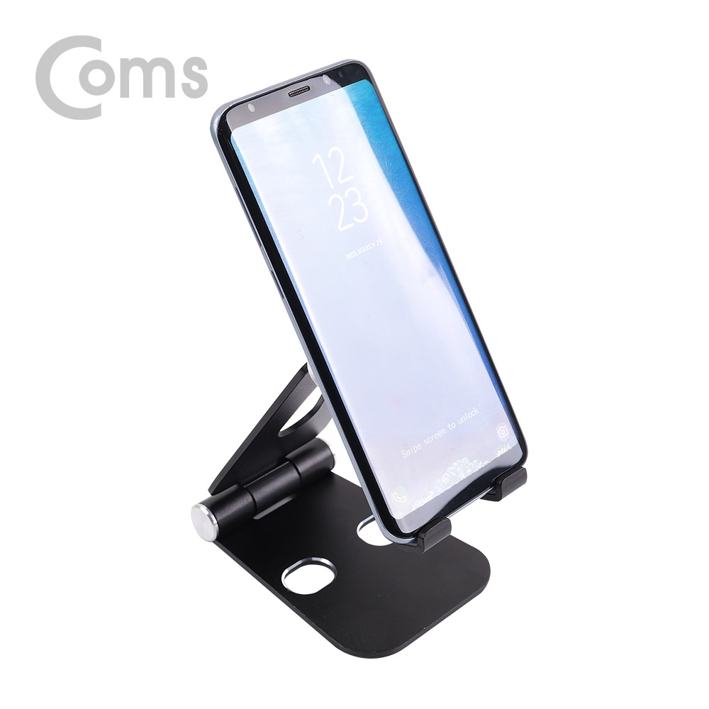 Coms 스마트폰 거치대 Black / 2단 접이식 스탠드 / 탁상용