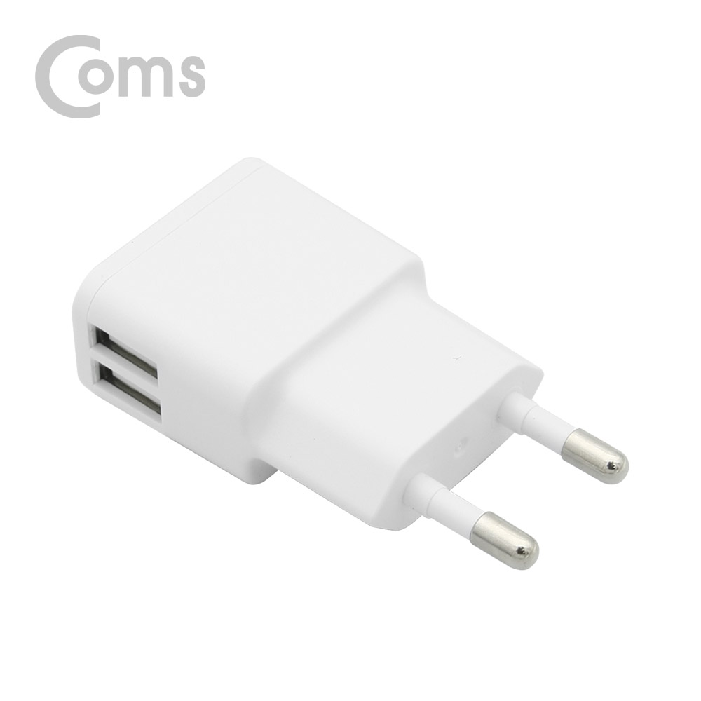 Coms 가정용 충전기 5V 2A, 2Port, 화이트 (케이블 미포함)