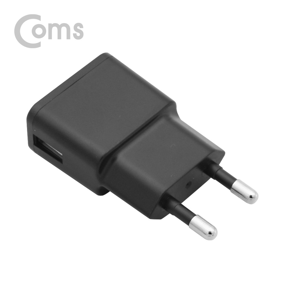 Coms 가정용 충전기 5V 1.2A, 1Port, 블랙 (케이블 미포함)