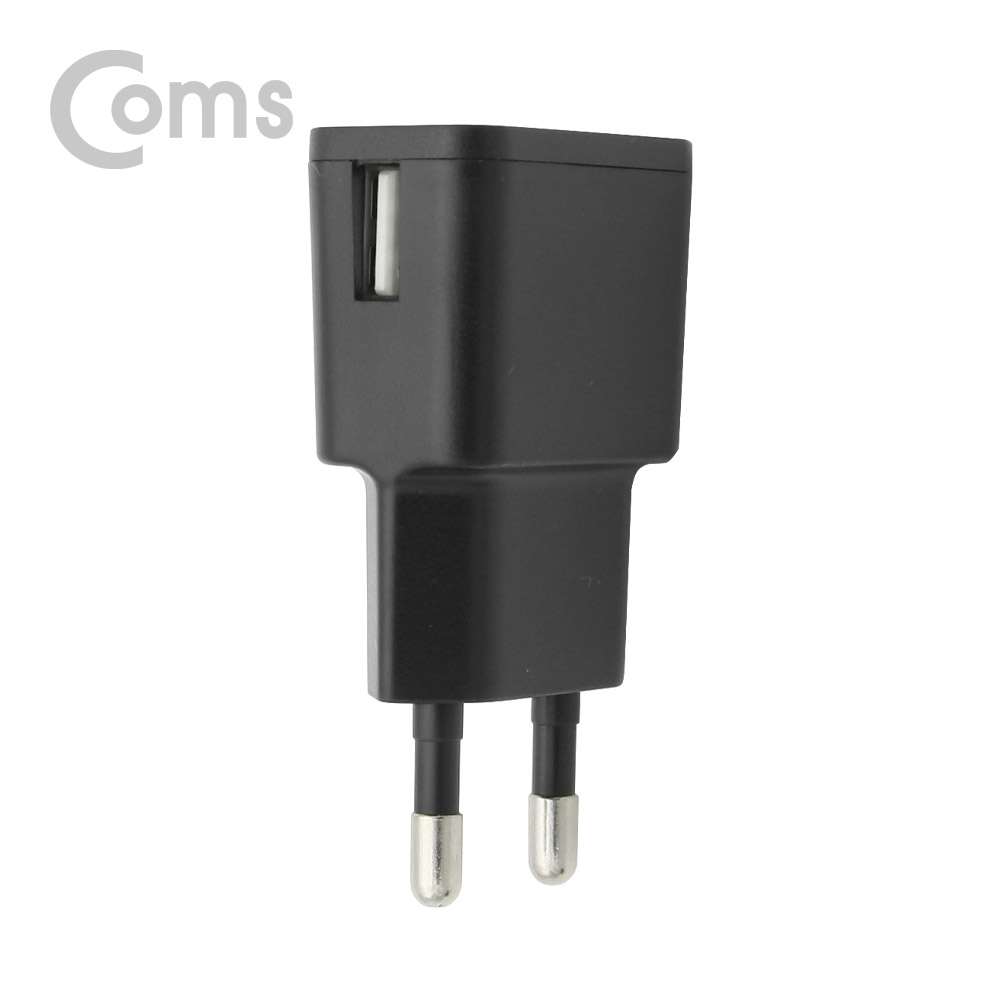 Coms 가정용 충전기 5V 1.2A, 1Port, 블랙 (케이블 미포함)