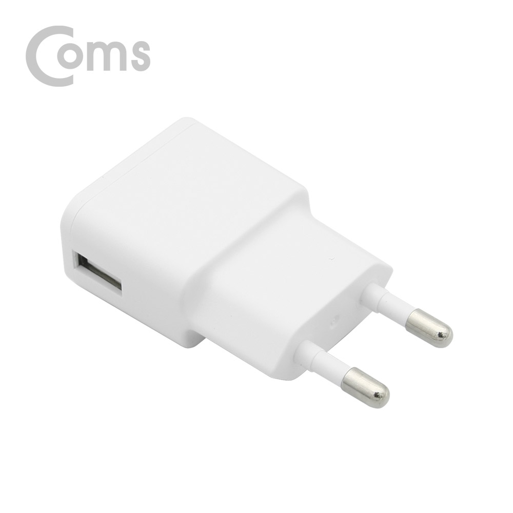 Coms 가정용 충전기 5V 1.2A, 1Port, 화이트 (케이블 미포함)