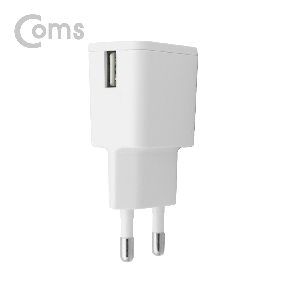 Coms 가정용 충전기 5V 1.2A, 1Port, 화이트 (케이블 미포함)