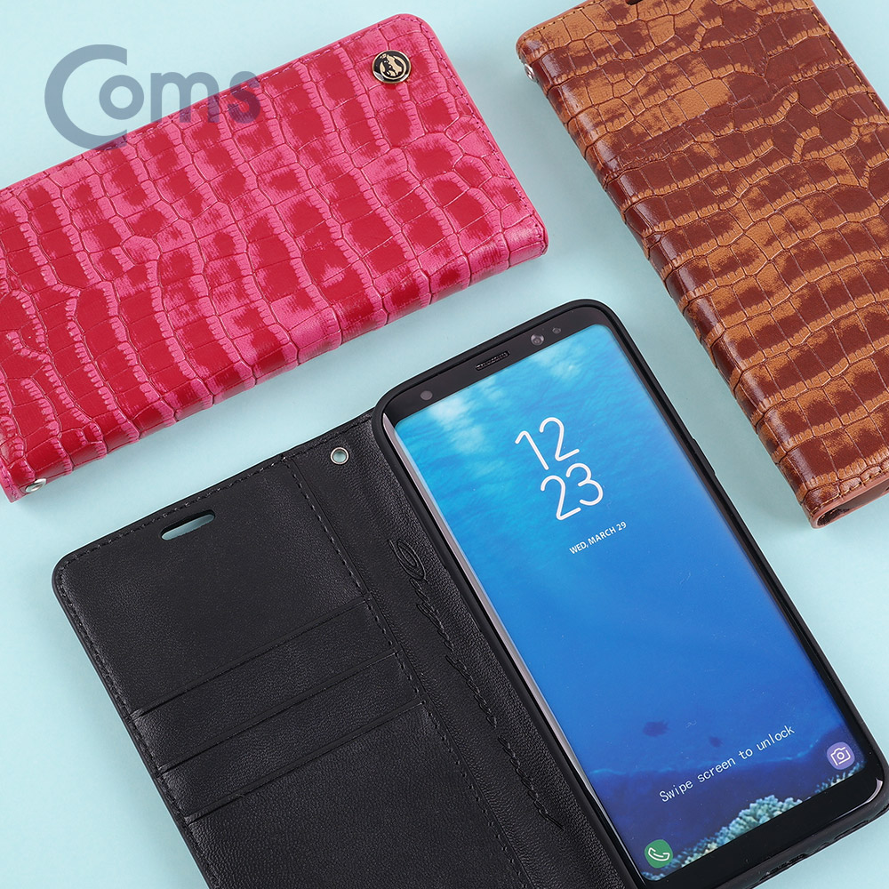 Coms 스마트폰 가죽케이스(폴더지갑) S8/Black/갤럭시