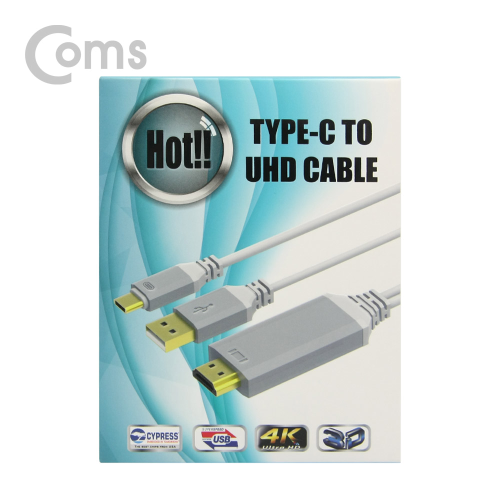 Coms USB 3.1 to HDMI 컨버터 케이블, 2M (Type C to UHD, 갤S8/S8 Plus/노트8/LG V30 전용)