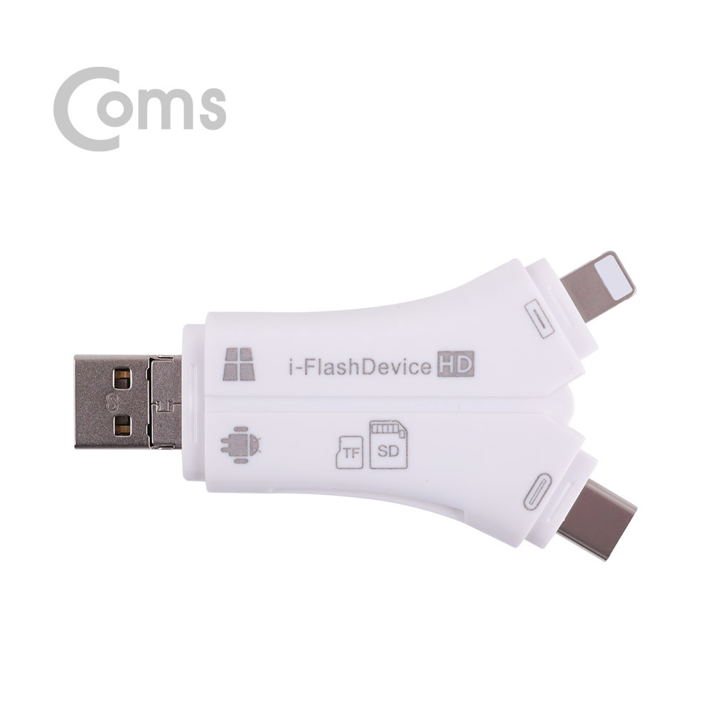 Coms USB 3.1 스마트폰 카드리더기(4 in 1) / (Micro5P - iOS 8Pin (8핀) - Type-C - USB A)