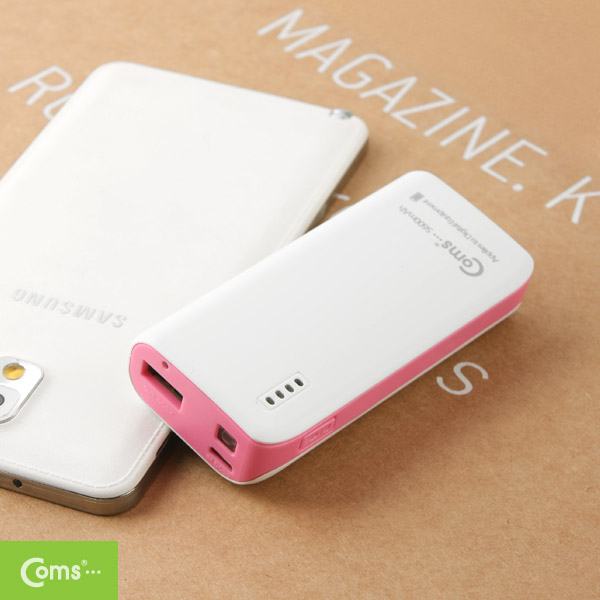 Coms 보조 배터리 / 비상 충전기(5600mAh)삼성 SDI 배터리사용,Micro B/USB충전,Pink