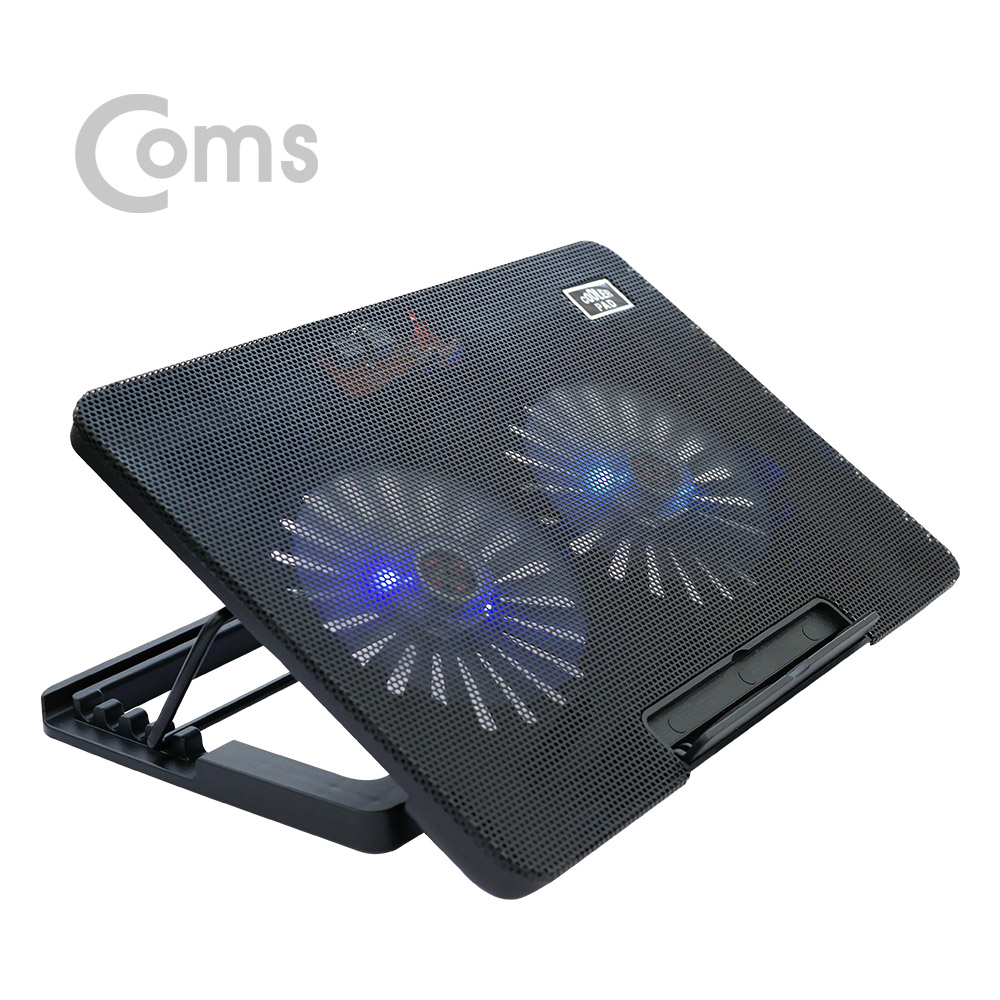 Coms 노트북 쿨러 / 쿨링패드 / 듀얼팬 / 저소음 / 16형 / 높이조절 / Black