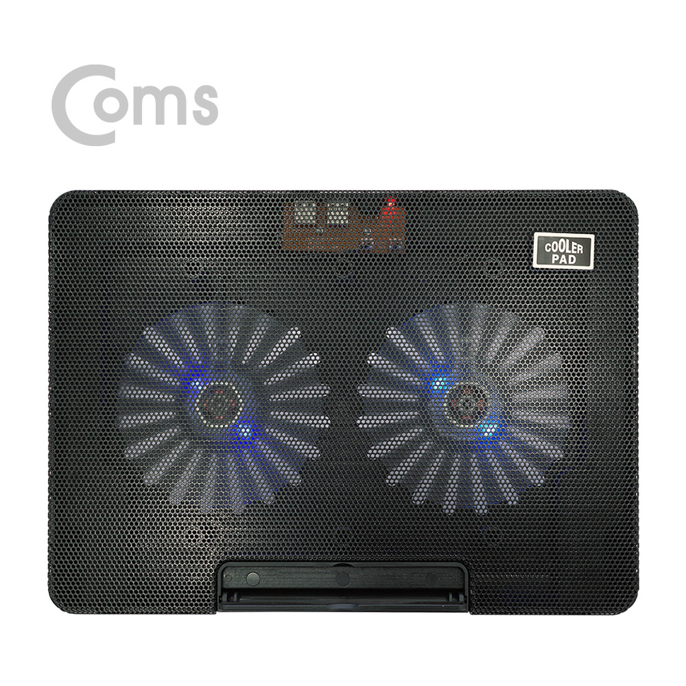 Coms 노트북 쿨러 / 쿨링패드 / 듀얼팬 / 저소음 / 16형 / 높이조절 / Black