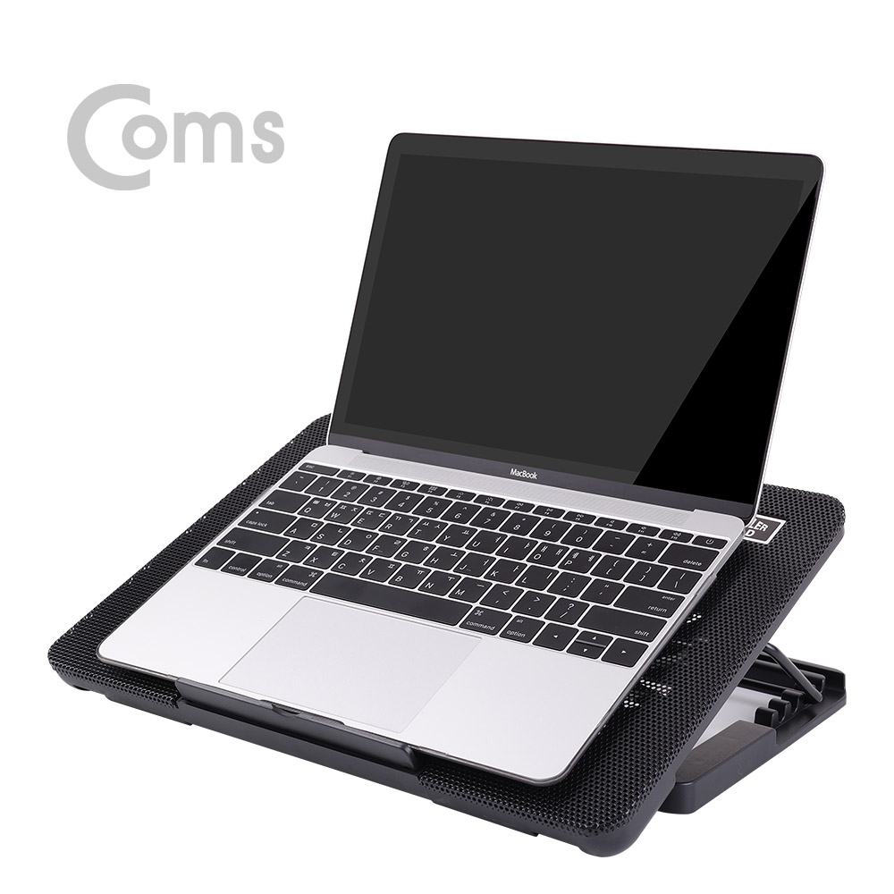 Coms 노트북 쿨러 / 쿨링패드 / 듀얼팬 / 저소음 / 16형 / 높이조절 / Black