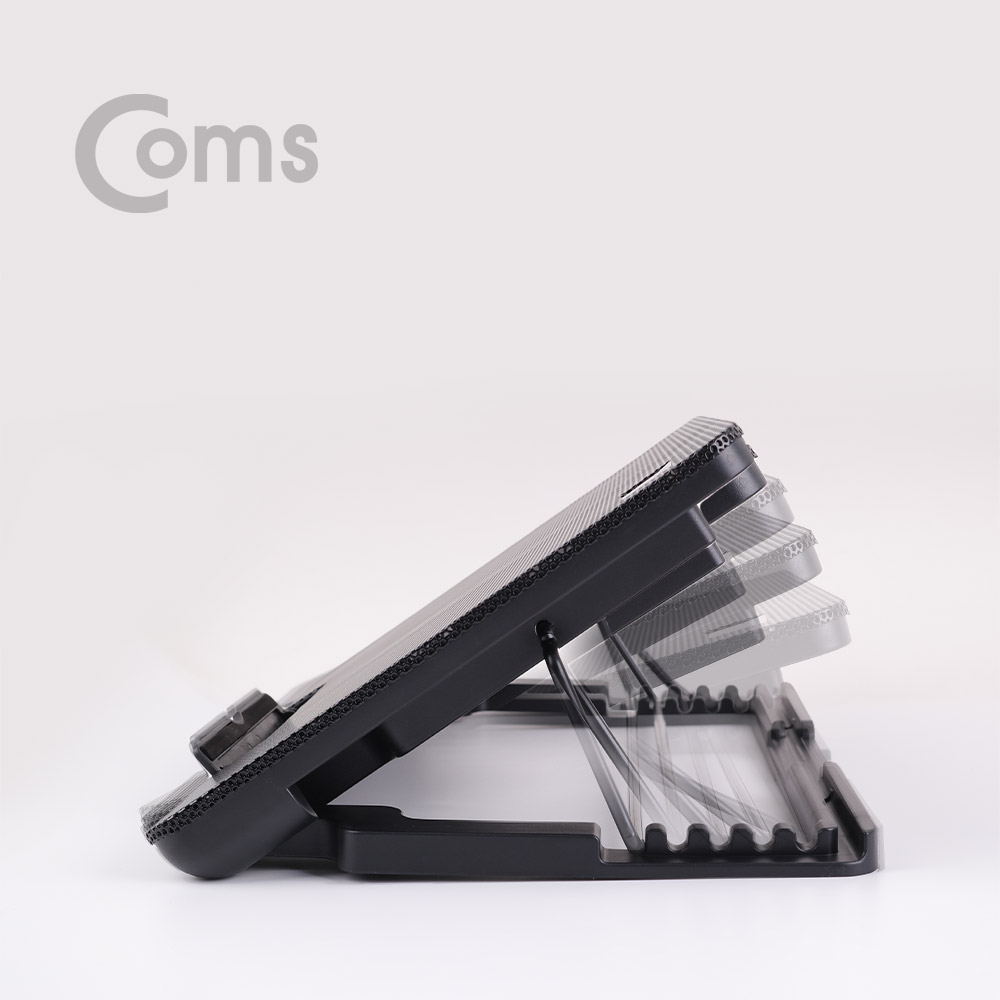 Coms 노트북 쿨러 / 쿨링패드 / 듀얼팬 / 저소음 / 16형 / 높이조절 / Black