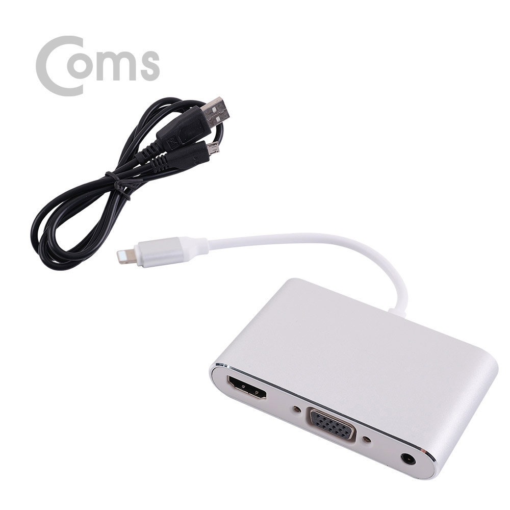 Coms IOS 8핀 (8Pin) 미러링 컨버터(4 in 1) / 유선 컨버터 -  HDMI / VGA / AUDIO