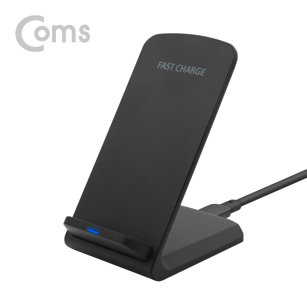 Coms 고속 무선충전기 거치대 (퀵차지 / 듀얼 코일 / 스탠드형) 9V 지원