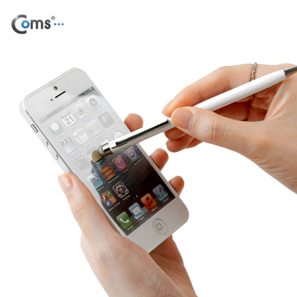 Coms 터치펜 정전식(Fiber/볼펜형), White