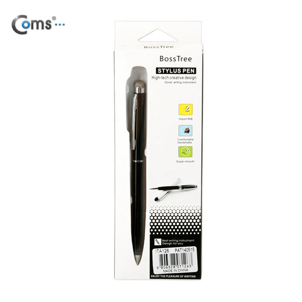 Coms 터치펜 정전식(Fiber/볼펜형), Black