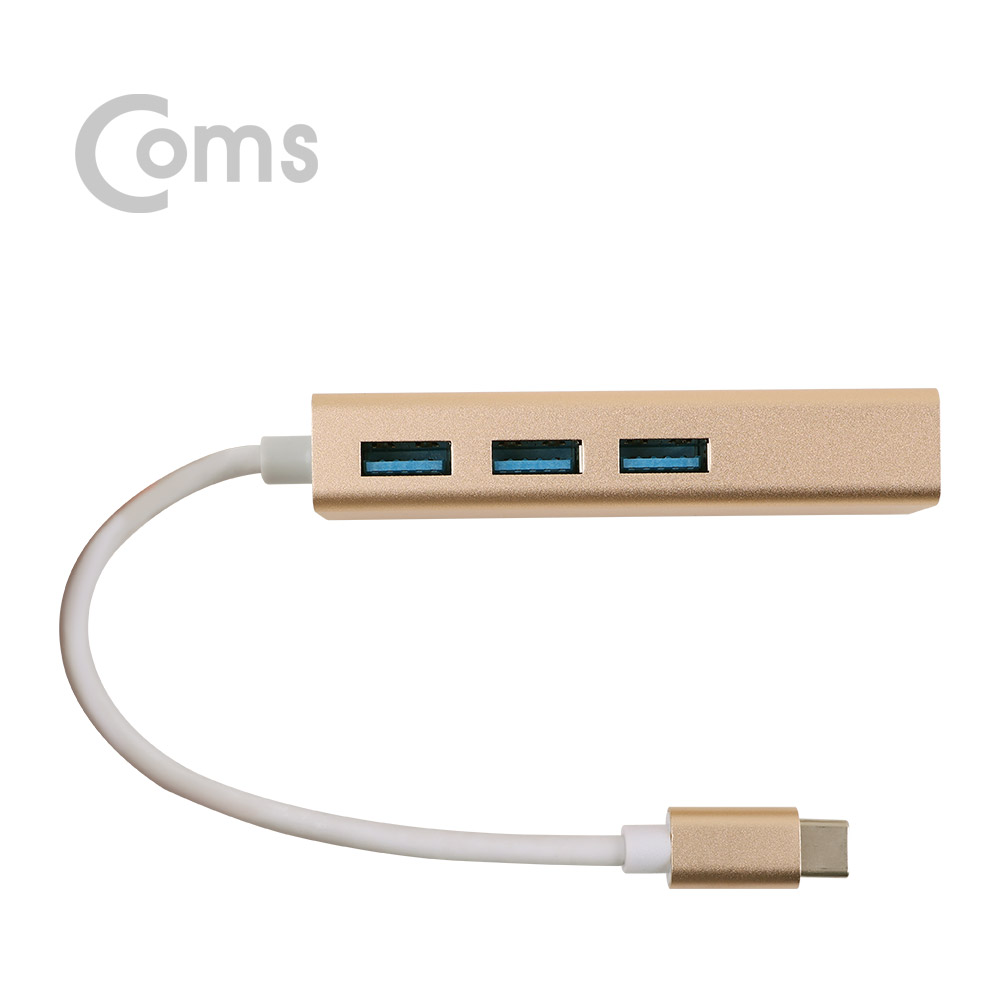 Coms USB 3.1 (Type C) 컨버터 (RJ45+USB 3.0 허브 3포트)