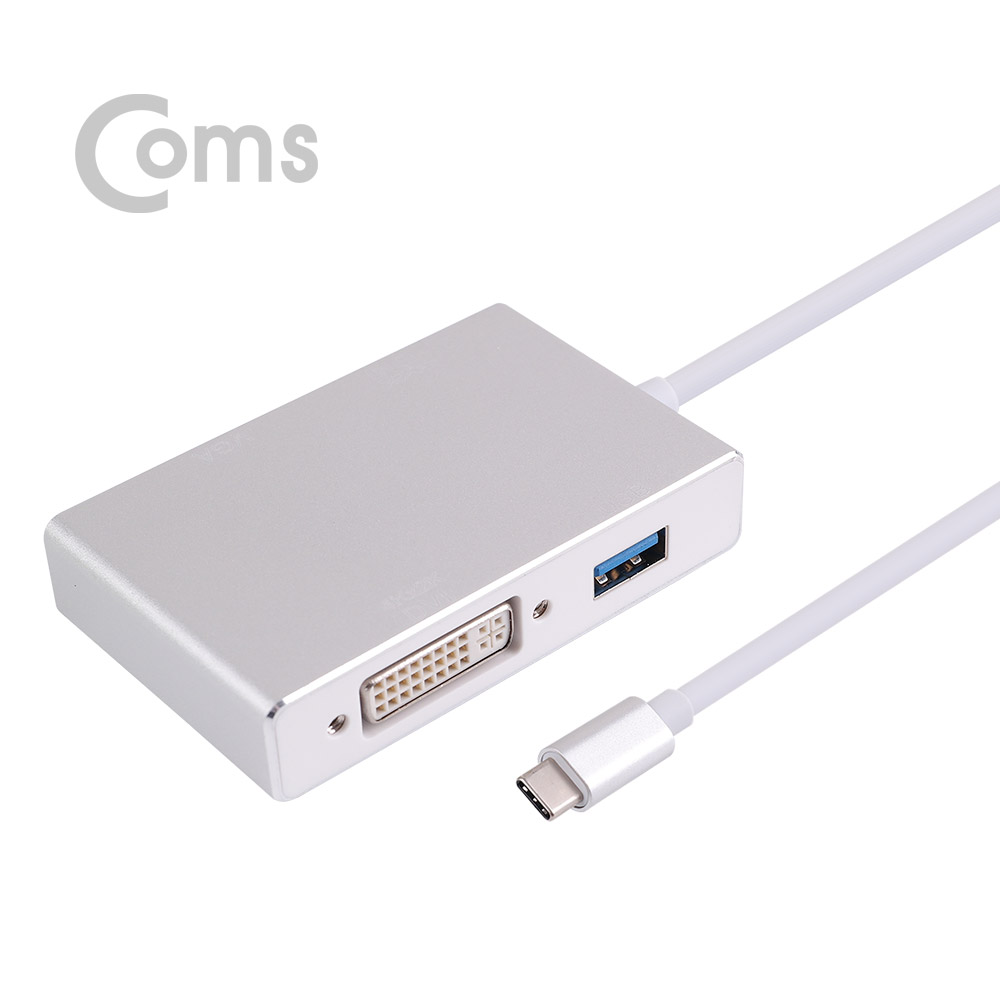 Coms USB 3.1 (Type C) 컨버터(4 in 1) 4k 지원 / DVI / VGA / HDMI / USB 3.0 1Port