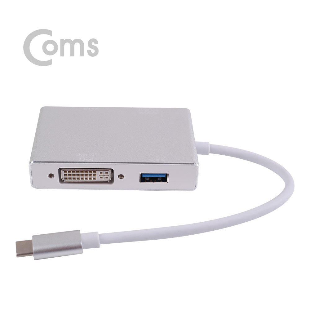 Coms USB 3.1 (Type C) 컨버터(4 in 1) 4k 지원 / DVI / VGA / HDMI / USB 3.0 1Port