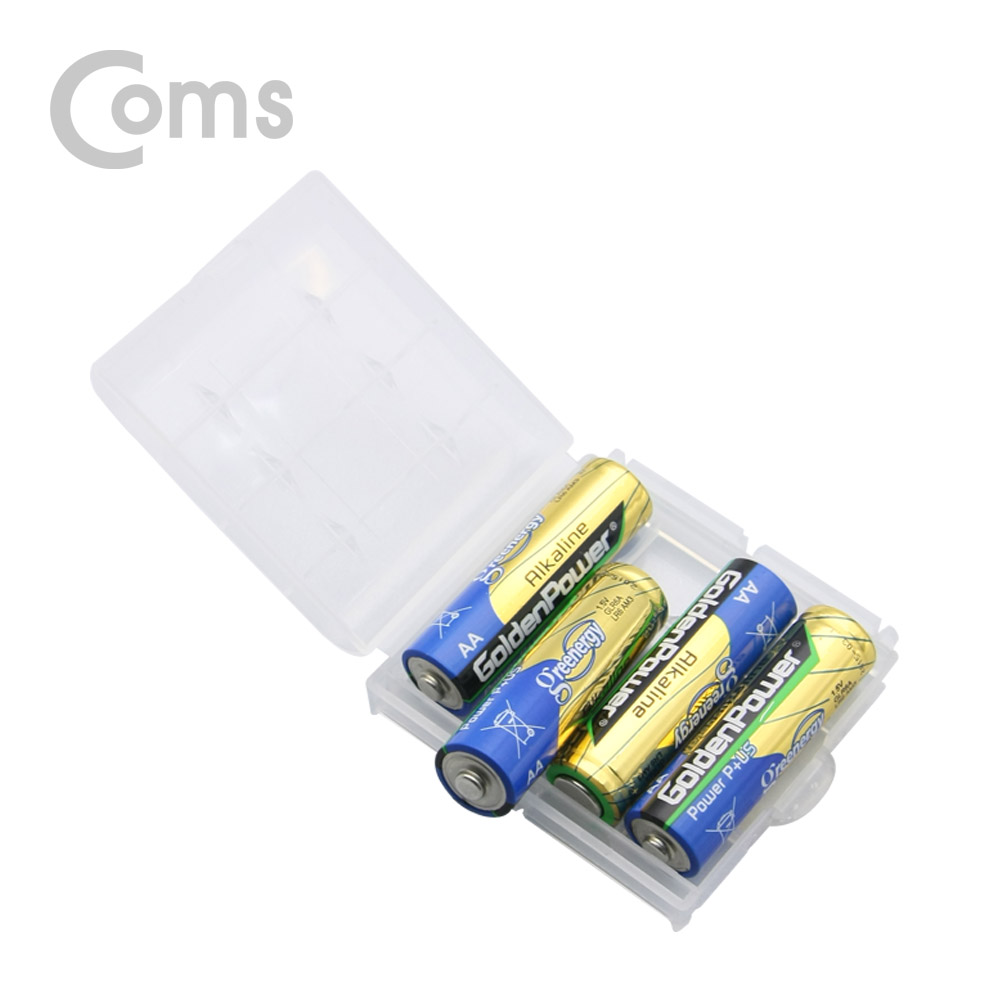 Coms 건전지 케이스 투명 / AA 4개 보관용