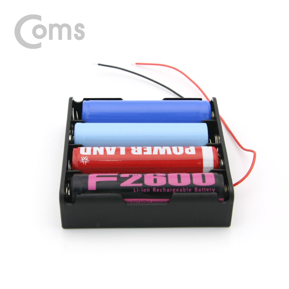 Coms 배터리 홀더(18650) 4구/2선 전원 15cm