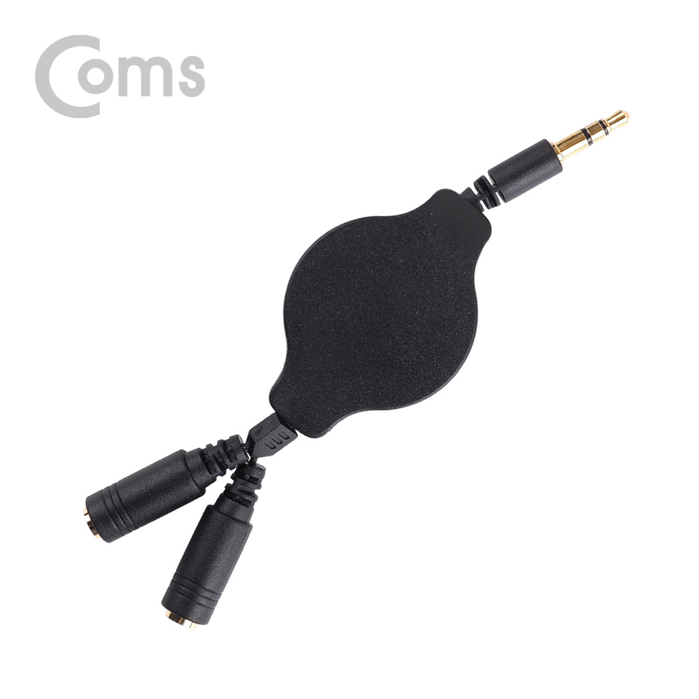 Coms 스테레오 자동감김 케이블 Y형 100cm / ST3.5(M) to ST3.5(F)x2/Stereo